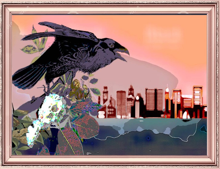 Bird and Cityscape Mosaic